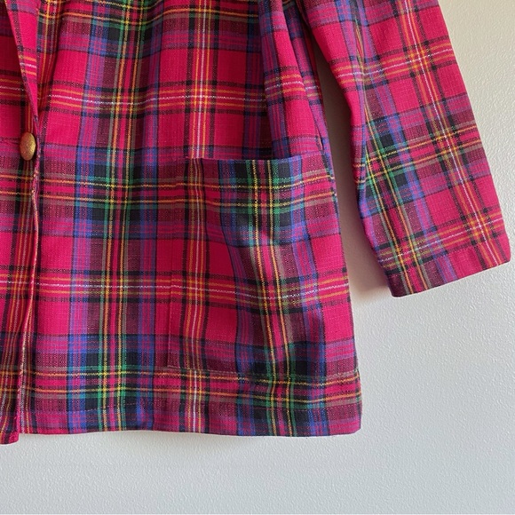 Vintage Ziba Vibrant Pink Plaid Blazer - Picture 6 of 13